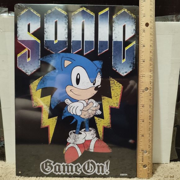 Sonic The Hedgehog Metal Tin Sign Wall Hanging Official Sega Collectible Decor - Picture 2 of 3
